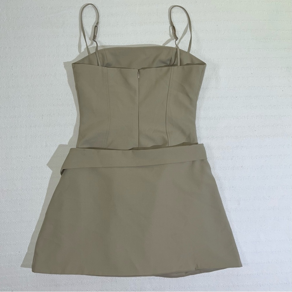 Oh Polly Bruna Woven Twill Wrap Over Pleated Mini Dress Size 4 Preppy Party Chic - Picture 4 of 12
